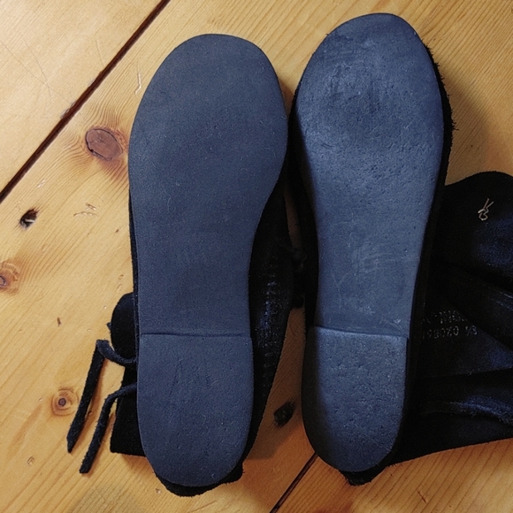 Black Suede Leather Moccasins Ankle Booties - Picture 8 of 8